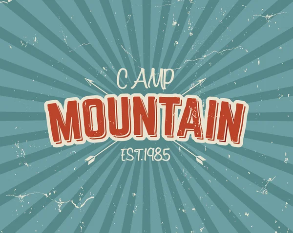 Retro summer or winter holiday poster, background. Travel and vacation brochure. Mountain Camping promotional banner. Vintage vector design concept elements. Motivational lettering. Hand drawn design. — Stok Vektör