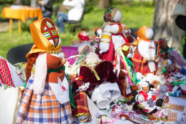 Ukrainian traditional dolls motanka on market