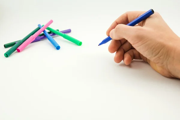 The mans hand, ready to draw a picture — Stock Photo, Image