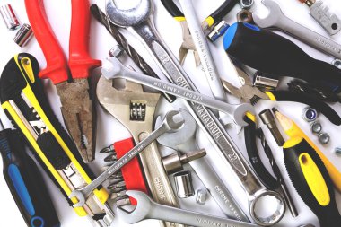 Beyaz arka plan üzerinde Araçlar koleksiyonu