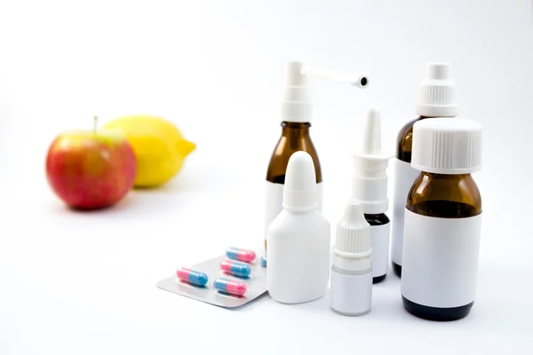 Medications and fruits — Stock Photo, Image