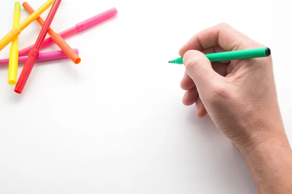 A mão homem, pronto para desenhar um quadro — Fotografia de Stock