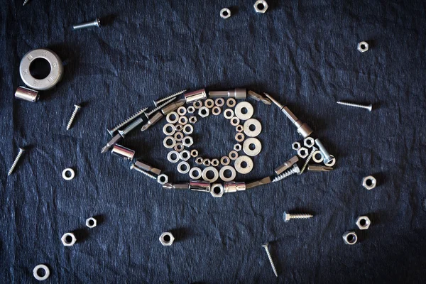 Das menschliche Auge der Nüsse und Werkzeuge — Stockfoto
