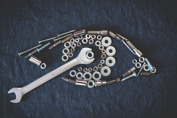 Mänskliga ögat av nötter och verktyg — Stockfoto
