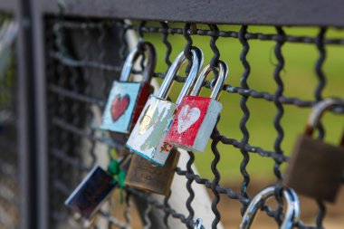 Bir çit üzerine aşk asma kilitler