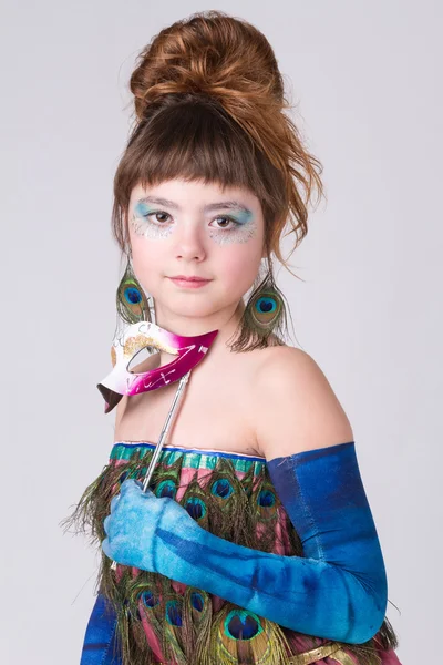 Retrato da bela menina encantadora em um vestido — Fotografia de Stock