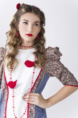 üç güzel sevimli genç kız portresi