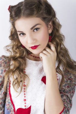 üç güzel sevimli genç kız portresi