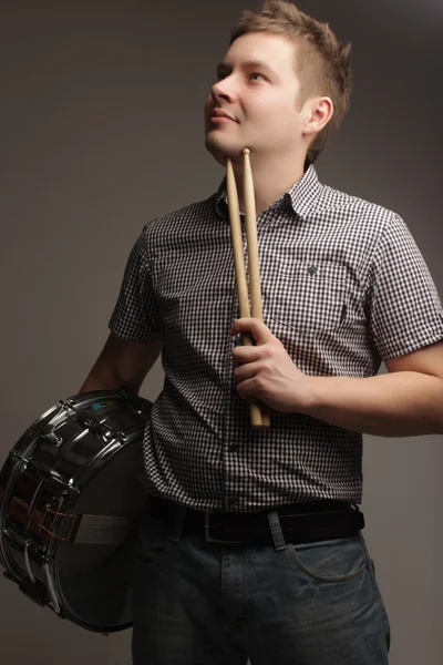 Retrato do homem do músico do baterista — Fotografia de Stock