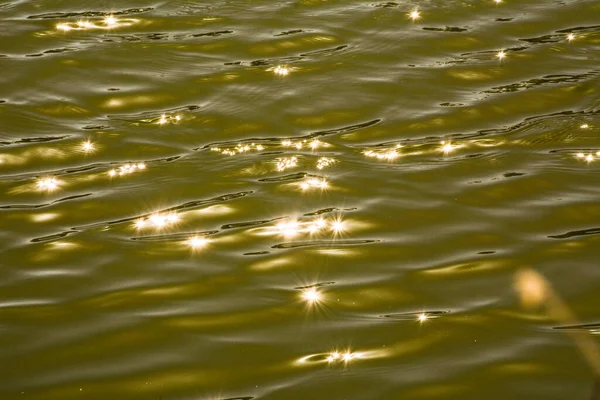 Rayos Solares Que Reflejan Efecto Estrella Superficie Del Agua — Foto de Stock