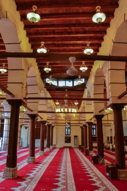 Suudi Arabistan 'ın başkenti Jeddah' daki Unesco Dünya Mirası Köyü 'ndeki eski caminin iç mekanı.