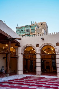 Suudi Arabistan 'ın başkenti Jeddah' daki Unesco Dünya Mirası Köyü 'ndeki eski caminin iç mekanı.