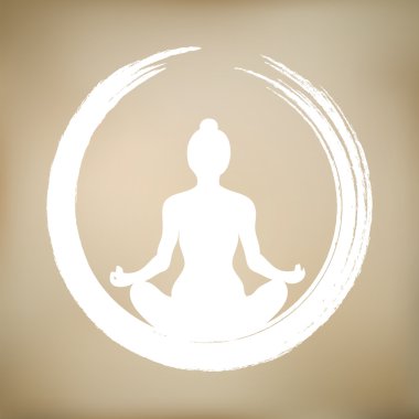 Vector Yogini Meditating in Peace in an Enso (Zen Circle) clipart
