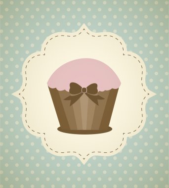 Vektör Vintage tarzı Cupcake etiket çizim