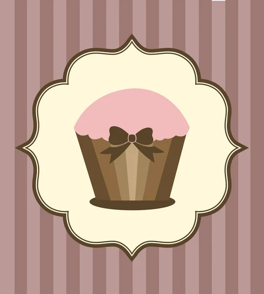 Vektor Vintage Stil Cupcake Aufkleber Illustration — Stockvektor