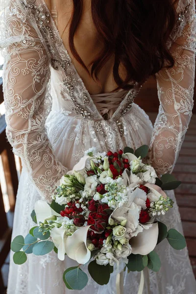 Wedding Bridal Bouquet Beautiful Flowers Rustic Soft Focus — Stock Photo, Image