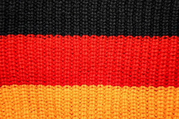Close Gebreide Textuur Kleuren Van Vlag Van Duitsland Zwart Rood — Stockfoto