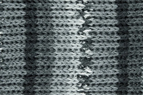 Close Gebreide Textuur Zwart Wit Tinten Palet Winter Textuur Concept — Stockfoto