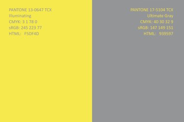 Color of the Year 2021 Illuminating 13-0647 and Ultimate Gray 17-5104. Minimalist pattern. Tools For Designers. clipart
