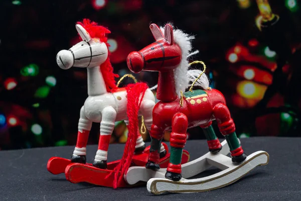 Cavalos Balanço Decorativos Para Natal — Fotografia de Stock