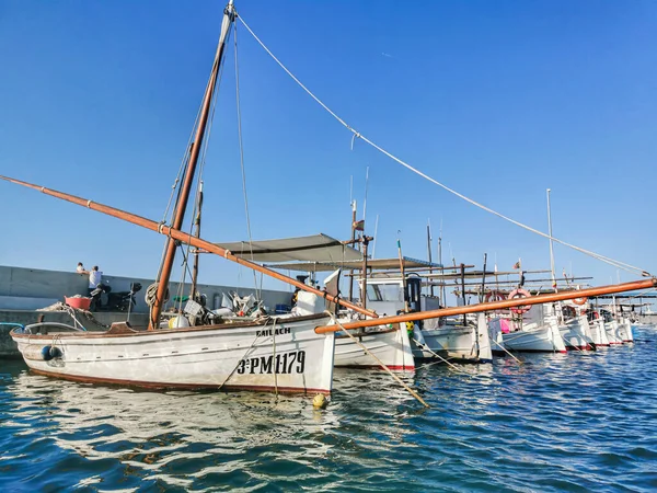 Formentera Spanyolország Augusztus 2019 Llaut Blanco Fishing Ibiza Hajó Jellemző — Stock Fotó