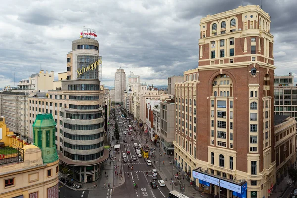 Madryt Hiszpania Września 2021 Panoramiczny Widok Gran Plaza Callao Madrycie — Zdjęcie stockowe