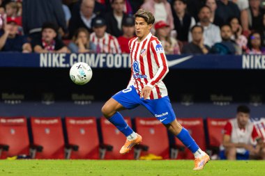 Madrid, İspanya - 18 Ekim 2025: Atletico Madrid ile Osasuna arasında oynanan La Liga maçı Metropolitano 'da oynandı. Maç boyunca Atletico Madrid ve Osasuna oyuncuları.