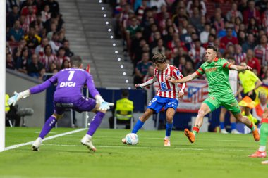 Madrid, İspanya - 18 Ekim 2025: Atletico Madrid ile Osasuna arasında oynanan La Liga maçı Metropolitano 'da oynandı. Maç boyunca Atletico Madrid ve Osasuna oyuncuları.