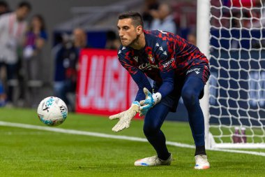 Madrid, İspanya - 18 Ekim 2025: Atletico Madrid ile Osasuna arasında oynanan La Liga maçı Metropolitano 'da oynandı. Maç boyunca Atletico Madrid ve Osasuna oyuncuları.