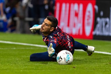 Madrid, İspanya - 18 Ekim 2025: Atletico Madrid ile Osasuna arasında oynanan La Liga maçı Metropolitano 'da oynandı. Maç boyunca Atletico Madrid ve Osasuna oyuncuları.