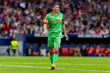 Madrid, İspanya - 18 Ekim 2025: Atletico Madrid ile Osasuna arasında oynanan La Liga maçı Metropolitano 'da oynandı. Maç boyunca Atletico Madrid ve Osasuna oyuncuları.