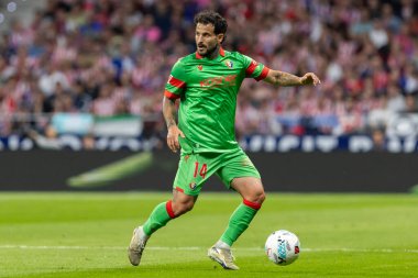 Madrid, İspanya - 18 Ekim 2025: Atletico Madrid ile Osasuna arasında oynanan La Liga maçı Metropolitano 'da oynandı. Maç boyunca Atletico Madrid ve Osasuna oyuncuları.