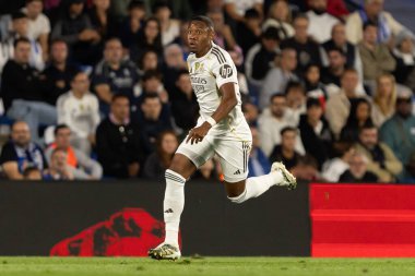 Madrid, İspanya - 19 Ekim 2025: Getafe FC ile Real Madrid arasındaki Liga maçı Getafe 'de oynandı. Maç sırasında Real Madrid oyuncuları. Profesyonel futbol. EA Spor Ligi 2025, 2026.