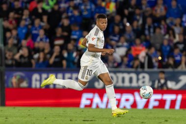 Madrid, İspanya - 19 Ekim 2025: Getafe FC ile Real Madrid arasındaki Liga maçı Getafe 'de oynandı. Maç sırasında Real Madrid oyuncuları. Profesyonel futbol. EA Spor Ligi 2025, 2026.