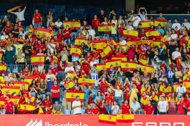 Malaga, İspanya - 24 Ekim 2025: İspanya Milli Takımı ile İsveç milli takımı arasında oynanan UEFA Uluslar Ligi maçı. Kadın milli futbol takımı. Kadın futbolu.