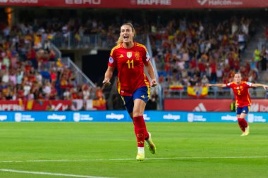 Malaga, İspanya - 24 Ekim 2025: İspanya Milli Takımı ile İsveç milli takımı arasında oynanan UEFA Uluslar Ligi maçı. Kadın milli futbol takımı. Kadın futbolu.