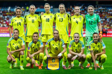 Malaga, İspanya - 24 Ekim 2025: İspanya Milli Takımı ile İsveç milli takımı arasında oynanan UEFA Uluslar Ligi maçı. Kadın milli futbol takımı. Kadın futbolu.