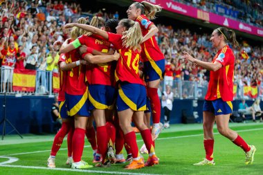 Malaga, İspanya - 24 Ekim 2025: İspanya Milli Takımı ile İsveç milli takımı arasında oynanan UEFA Uluslar Ligi maçı. Kadın milli futbol takımı. Kadın futbolu.