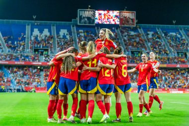 Malaga, İspanya - 24 Ekim 2025: İspanya Milli Takımı ile İsveç milli takımı arasında oynanan UEFA Uluslar Ligi maçı. Kadın milli futbol takımı. Kadın futbolu.