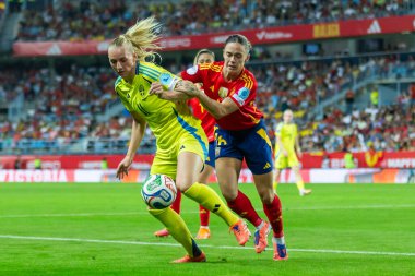 Malaga, İspanya - 24 Ekim 2025: İspanya Milli Takımı ile İsveç milli takımı arasında oynanan UEFA Uluslar Ligi maçı. Kadın milli futbol takımı. Kadın futbolu.