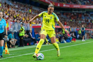 Malaga, İspanya - 24 Ekim 2025: İspanya Milli Takımı ile İsveç milli takımı arasında oynanan UEFA Uluslar Ligi maçı. Kadın milli futbol takımı. Kadın futbolu.