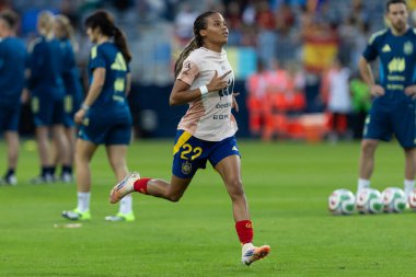 Malaga, İspanya - 24 Ekim 2025: İspanya Milli Takımı ile İsveç milli takımı arasında oynanan UEFA Uluslar Ligi maçı. Kadın milli futbol takımı. Kadın futbolu.