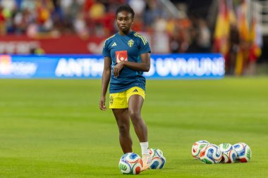 Malaga, İspanya - 24 Ekim 2025: İspanya Milli Takımı ile İsveç milli takımı arasında oynanan UEFA Uluslar Ligi maçı. Kadın milli futbol takımı. Kadın futbolu.