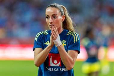 Malaga, İspanya - 24 Ekim 2025: İspanya Milli Takımı ile İsveç milli takımı arasında oynanan UEFA Uluslar Ligi maçı. Kadın milli futbol takımı. Kadın futbolu.