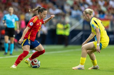 Malaga, İspanya - 24 Ekim 2025: İspanya Milli Takımı ile İsveç milli takımı arasında oynanan UEFA Uluslar Ligi maçı. Kadın milli futbol takımı. Kadın futbolu.