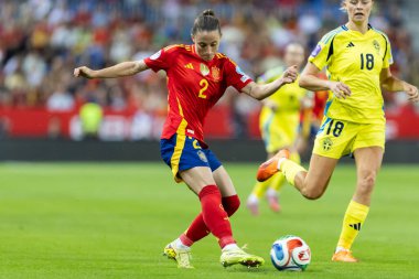 Malaga, İspanya - 24 Ekim 2025: İspanya Milli Takımı ile İsveç milli takımı arasında oynanan UEFA Uluslar Ligi maçı. Kadın milli futbol takımı. Kadın futbolu.
