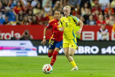 Malaga, İspanya - 24 Ekim 2025: İspanya Milli Takımı ile İsveç milli takımı arasında oynanan UEFA Uluslar Ligi maçı. Kadın milli futbol takımı. Kadın futbolu.