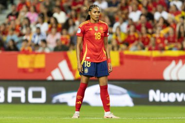 Malaga, İspanya - 24 Ekim 2025: İspanya Milli Takımı ile İsveç milli takımı arasında oynanan UEFA Uluslar Ligi maçı. Kadın milli futbol takımı. Kadın futbolu.