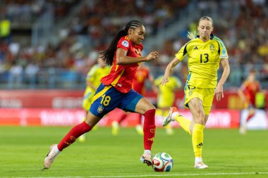 Malaga, İspanya - 24 Ekim 2025: İspanya Milli Takımı ile İsveç milli takımı arasında oynanan UEFA Uluslar Ligi maçı. Kadın milli futbol takımı. Kadın futbolu.
