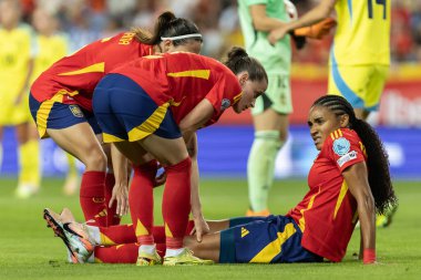 Malaga, İspanya - 24 Ekim 2025: İspanya Milli Takımı ile İsveç milli takımı arasında oynanan UEFA Uluslar Ligi maçı. Kadın milli futbol takımı. Kadın futbolu.